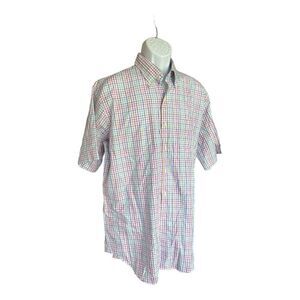 Mens Saks 5th Avenue Peter Millar Multi-Colored Check Button Down Shirt - Sz L